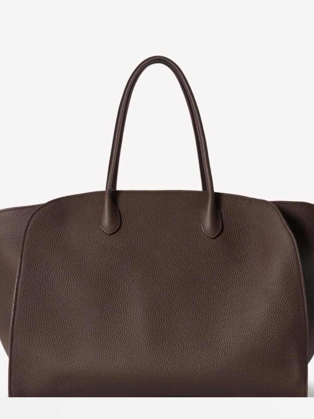 Structured 17” Chocolate Brown Genuine Leather Tote Bag
